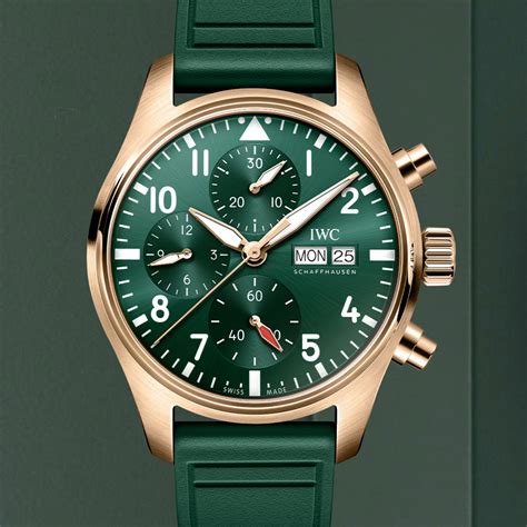 back of iwc pilot chrono watch|iwc pilot chronograph 41mm green.